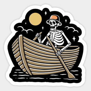 Skull Row a Boat Sticker